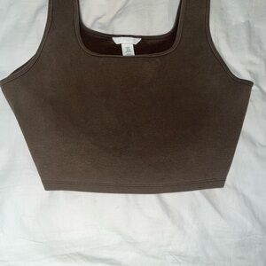 Forever 21 Chocolate Brown Ribbed Crop Tank